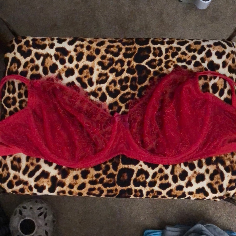 Victoria Secret red lace wicked bra. Lightly lined
